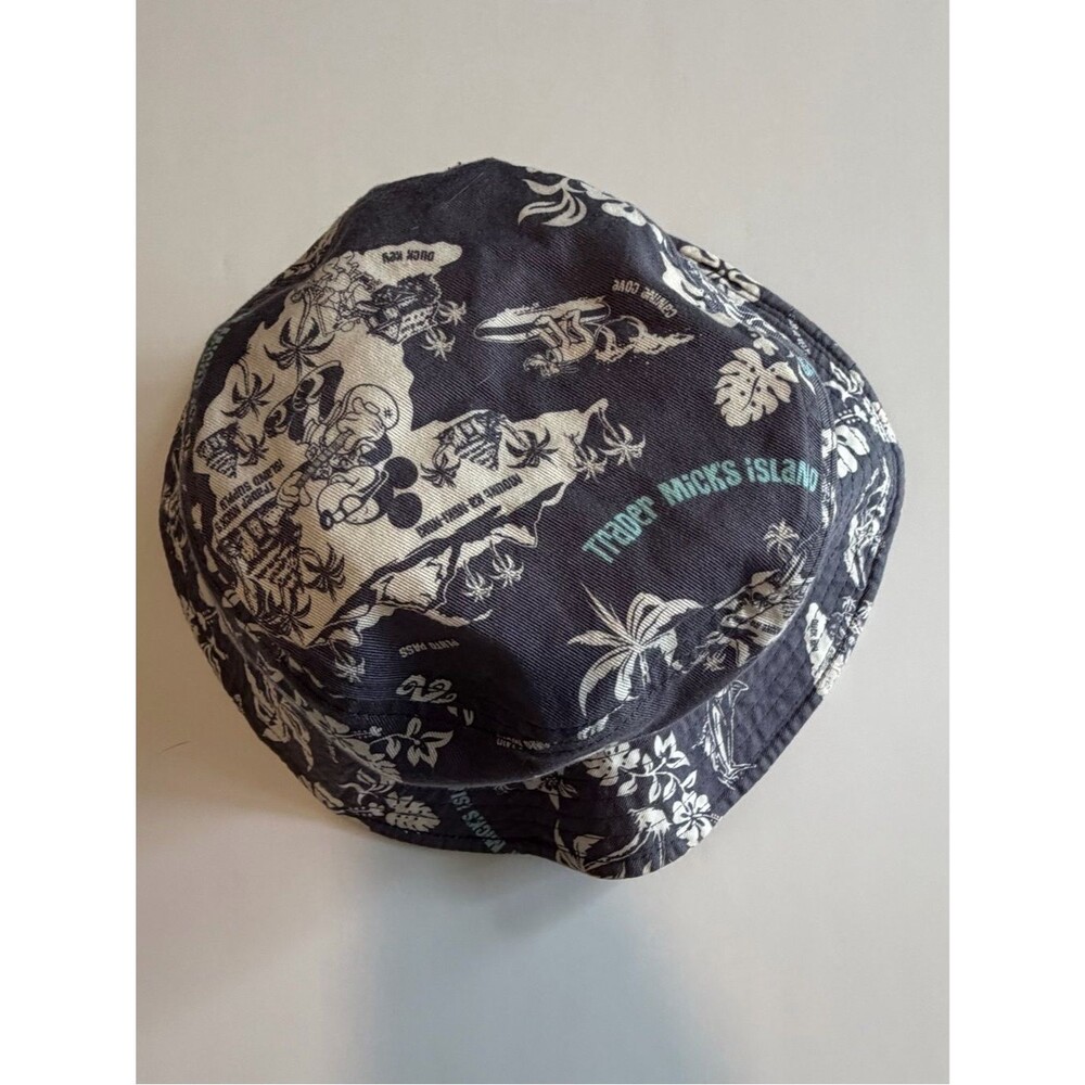 Disney Blue and White Mickey Island Print Bucket Hat with Teal Accents